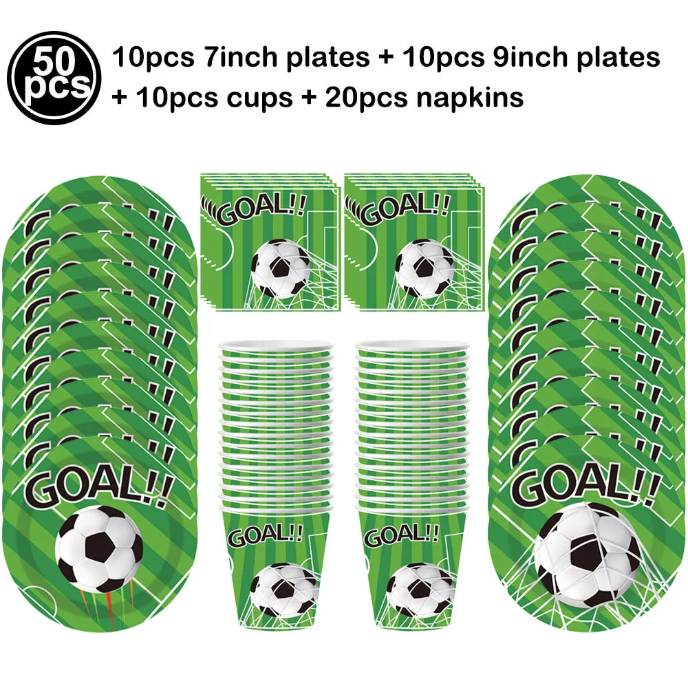 Boy's 8th Birthday Soccer Foil Balloons Party Set