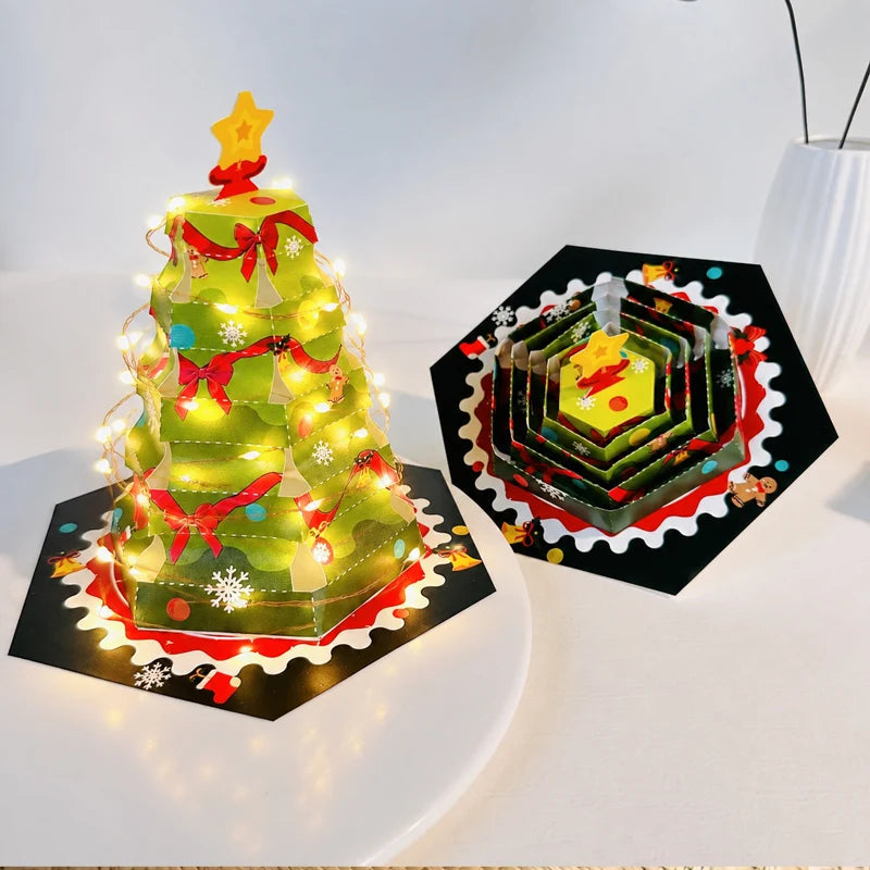 3D Pop-Up Christmas Tree Greeting Card | Foldable Pull-Out Pop-Up Greeting Card Babs Green 3PCS