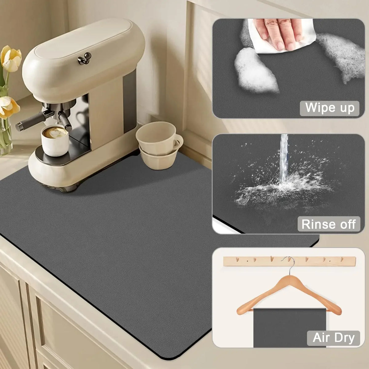 Diatom Mud Coffee Machine Mat – Quick-Dry Dish Drying Pad Dish Drying Mat Babs