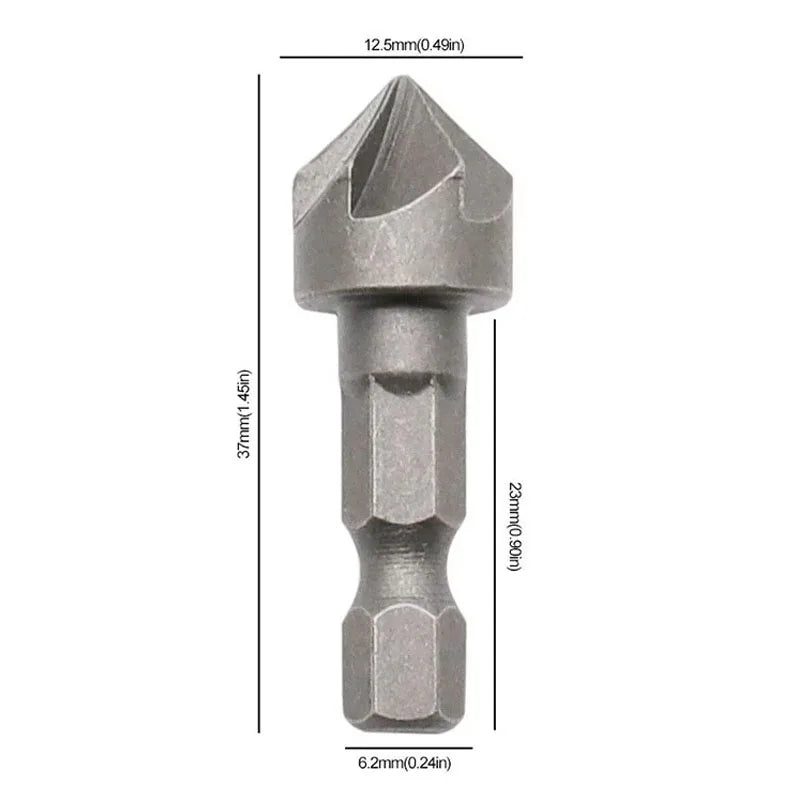 6-Blade Hex Shank Countersink Drill Bit – Carbon Steel Wood Countersink Drill Bit Babs