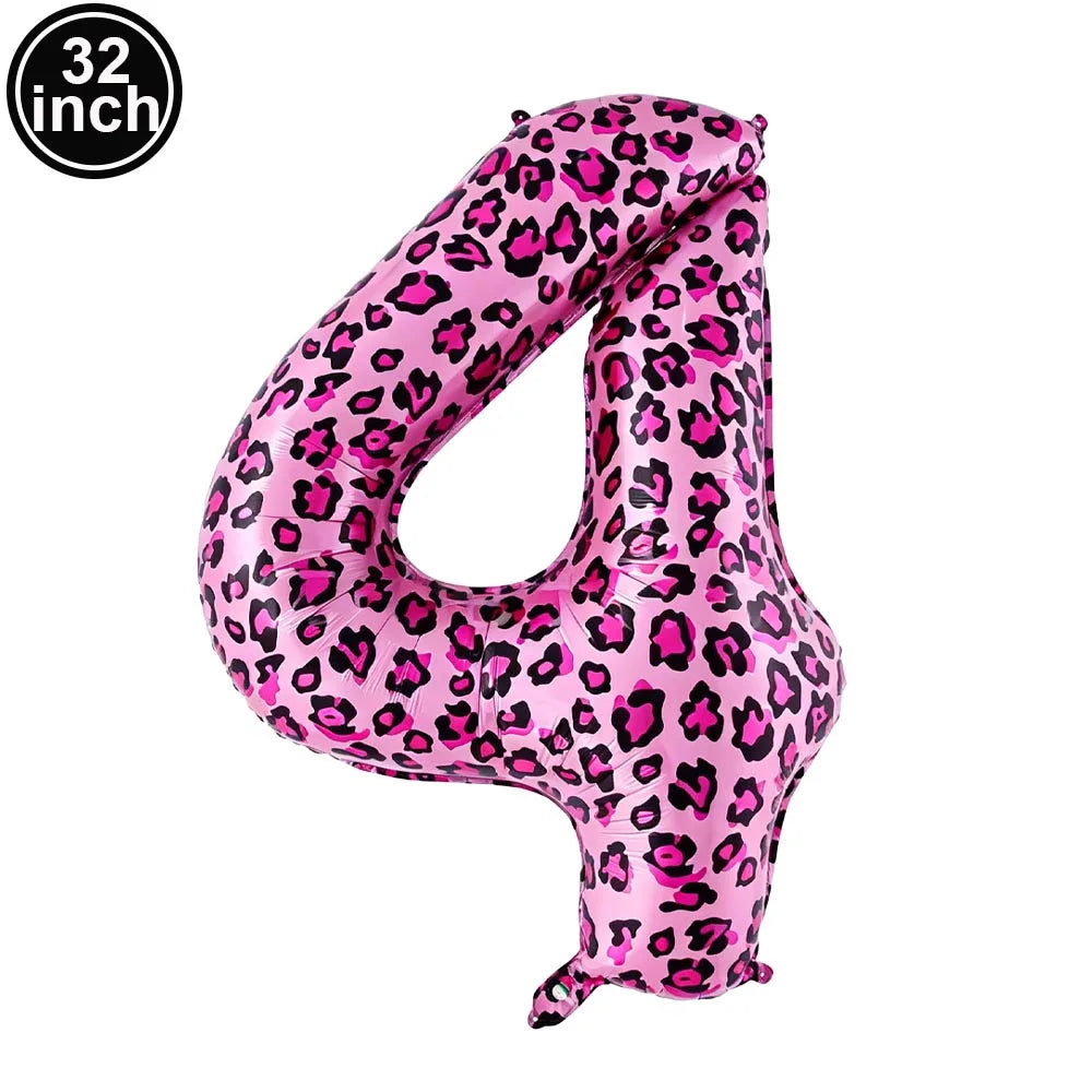 Pink Leopard Print 18th Birthday Party Decor – Balloons & Banner Party Decoration Set Babs Brown as show