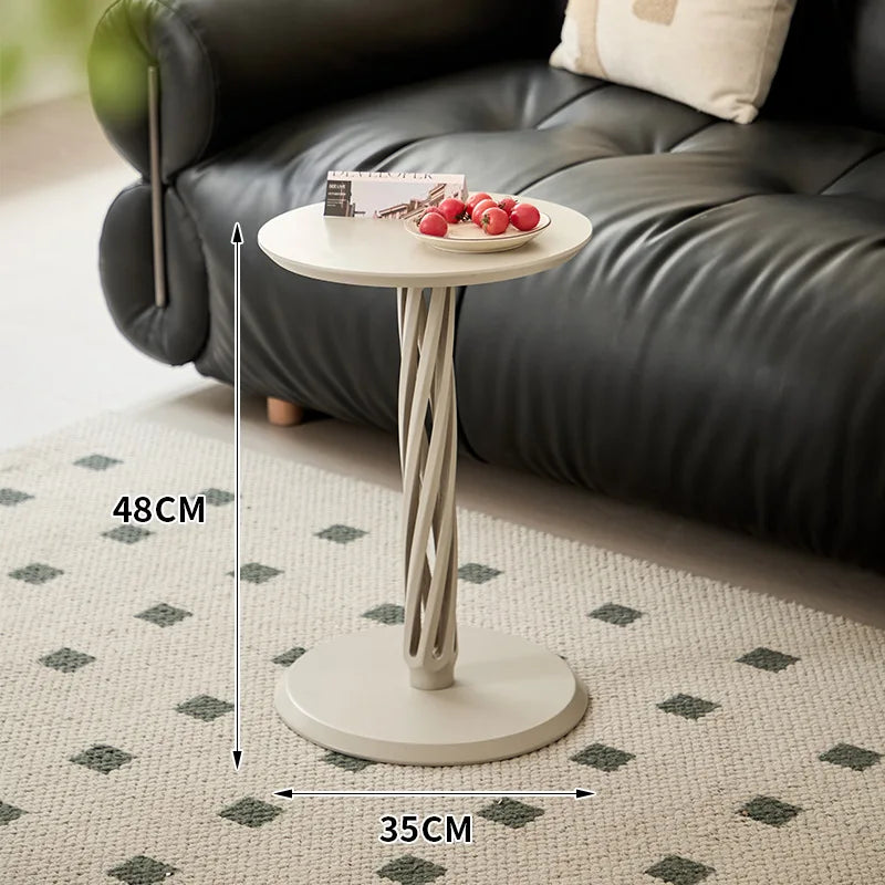 Modern Round Wooden Side Table – Minimalist Bedside Coffee Table Wooden Side Table Babs Khaki