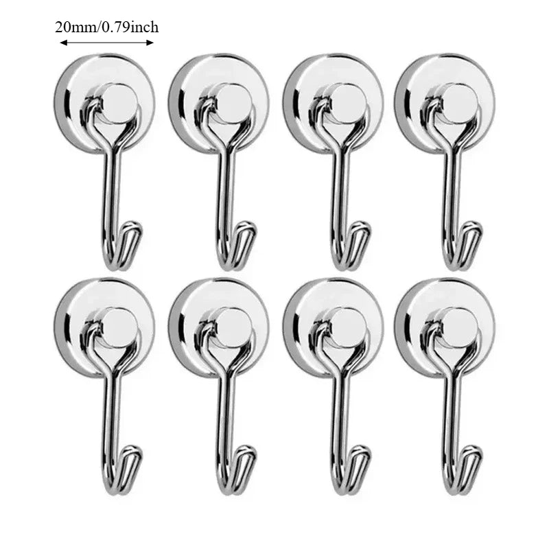 8-Pack Neodymium Magnetic Swivel Hooks – Heavy Duty, No-Drill Magnetic Swivel Hooks Babs White 8pcs