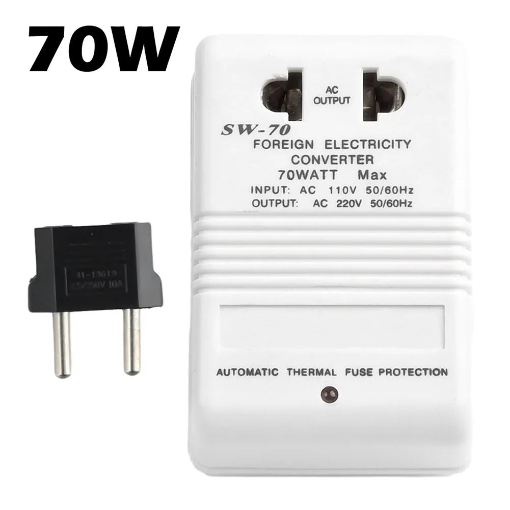 70W Voltage Converter Transformer 220V to 110V – EU Plug Voltage Converter Transformer Babs WHITE-110V to 220V
