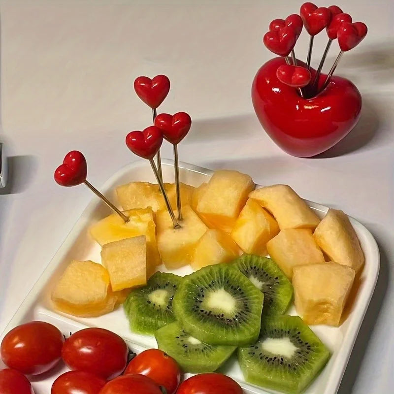 Love Heart Stainless Steel Cake & Fruit Fork Set | 4 Pcs Dessert Fork Set Babs