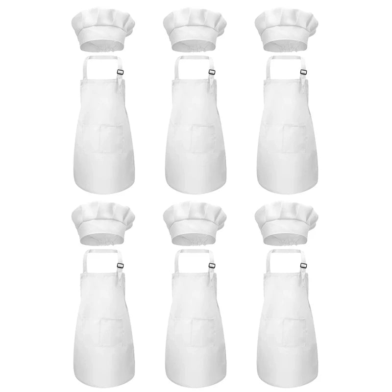 Kids Chef Apron & Hat Set – Kitchen Craft Painting PVC Apron Kids Chef Apron Set Babs 6pcs White L