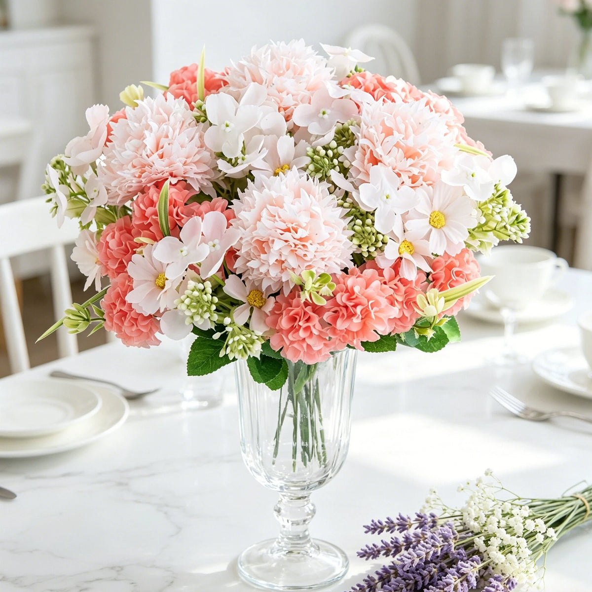 Artificial Silk Lilac Chrysanthemum Bouquet – Wedding & Home Décor Artificial Flower Bouquet Babs