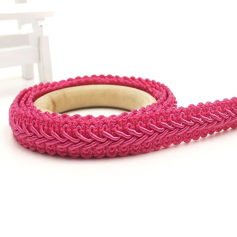 5M Centipede Braided Cotton Lace Trim 12mm – DIY Sewing Ribbon Lace Trim Ribbon Babs rose red