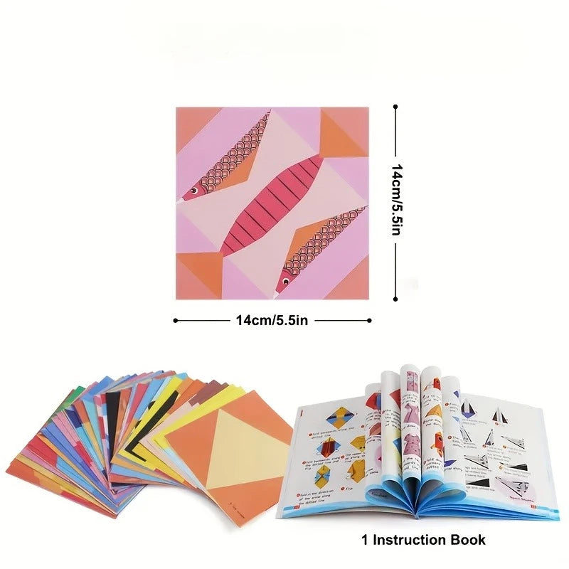 Kids' Colorful Double-Sided Origami Paper Set & Instructions Kids Origami Craft Set Babs