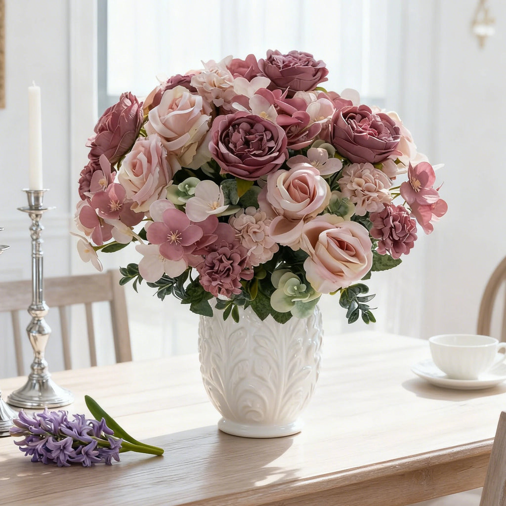 Silk Artificial Peony Rose Hydrangea Bouquet | Wedding & Home Décor Artificial Flower Bouquet Babs
