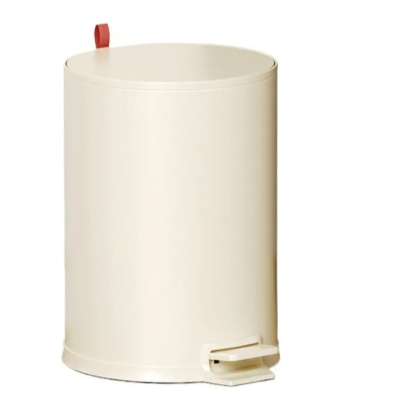 Stainless Steel Pedal Trash Can – 8L Round Kitchen Dustbin Pedal Trash Can Babs 8L-White