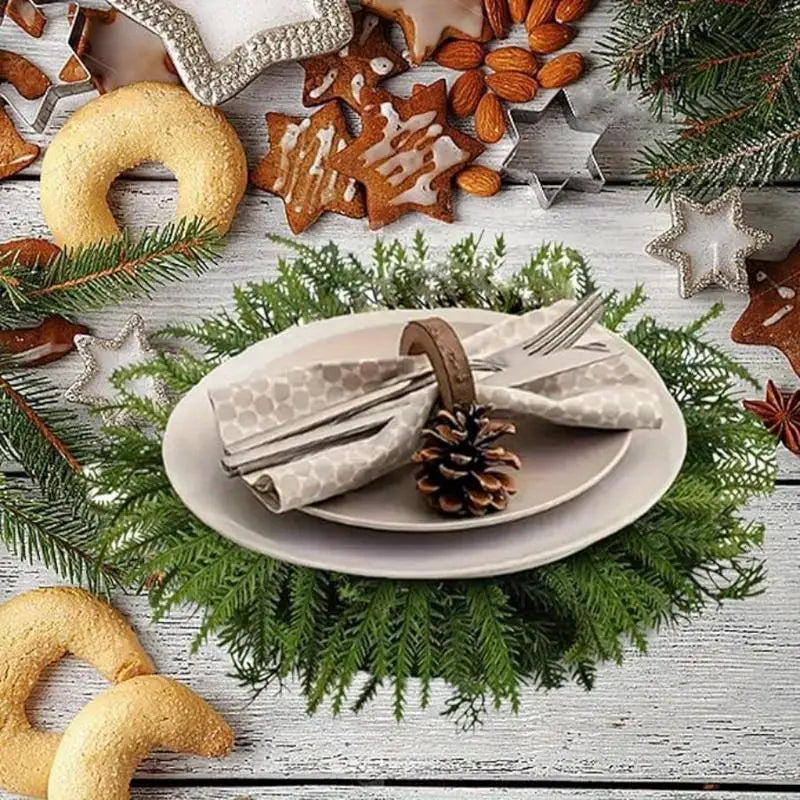 Round Cedar Christmas Placemat | Holiday Dining Table Decor Holiday Placemat Babs