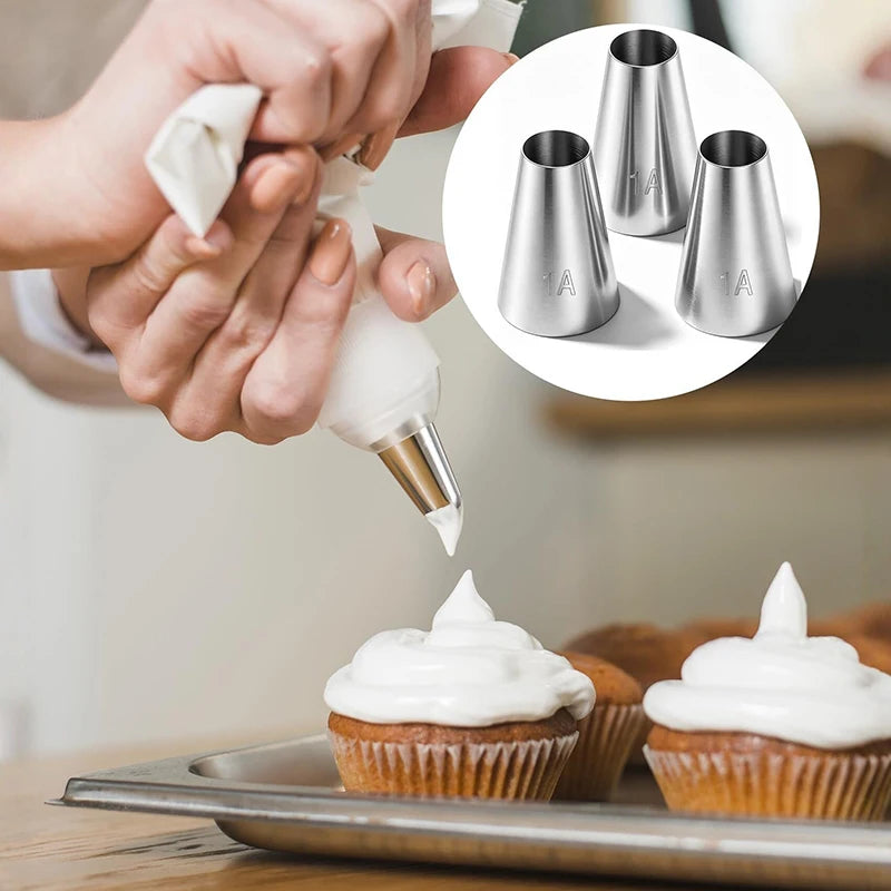Large Round Piping Nozzle – Stainless Steel Cake Decorating Tip Pastry Piping Nozzle Babs