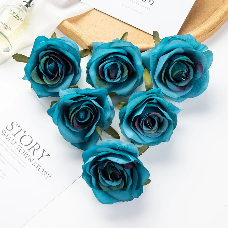 Artificial Rose Heads 5/10pcs – Wedding & Home DIY Décor Artificial Flowers Babs DEEP BLUE 10 pcs