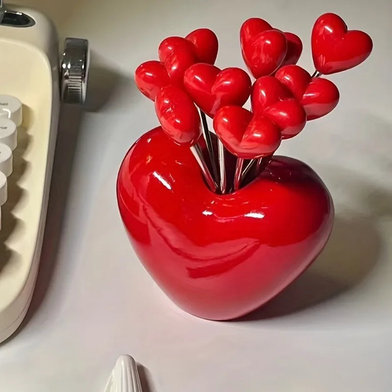 Love Heart Stainless Steel Cake & Fruit Fork Set | 4 Pcs Dessert Fork Set Babs
