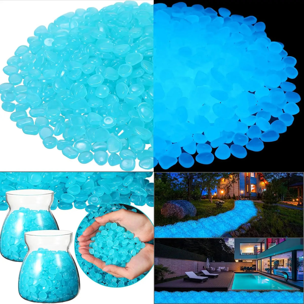 1200 Pcs Glow in the Dark Pebbles – Garden & Fish Tank Stones Decorative Garden Pebbles Babs