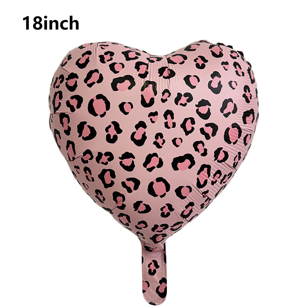 18" Pink Leopard Heart Foil Balloons – Party Decor 5/10/50 Pcs Party Foil Balloons Babs B 10pcs