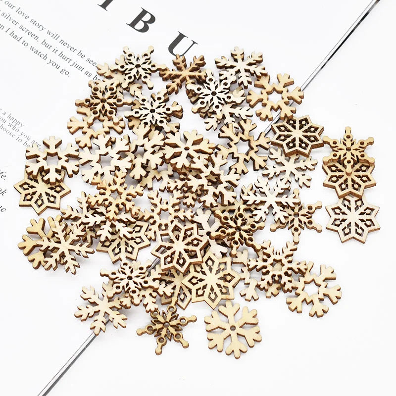 50Pcs Natural Wood Christmas Ornaments – DIY Holiday Craft Set Christmas Ornaments Babs