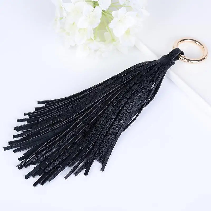 PU Leather Tassel Keychain – Women's Handbag & Car Keyring Tassel Keychain Babs black