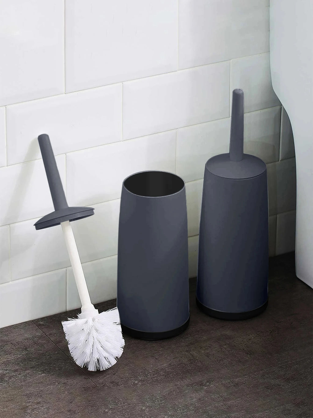 Toilet Brush with Standing Base & Long Handle | WC Cleaner Toilet Brush Set Babs