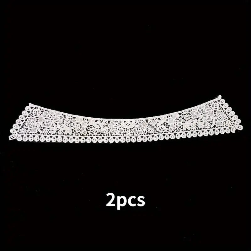 White Hollowed-Out Lace Collar – DIY Dress & Shirt Trim Lace Collar Trim Babs 2pcs M