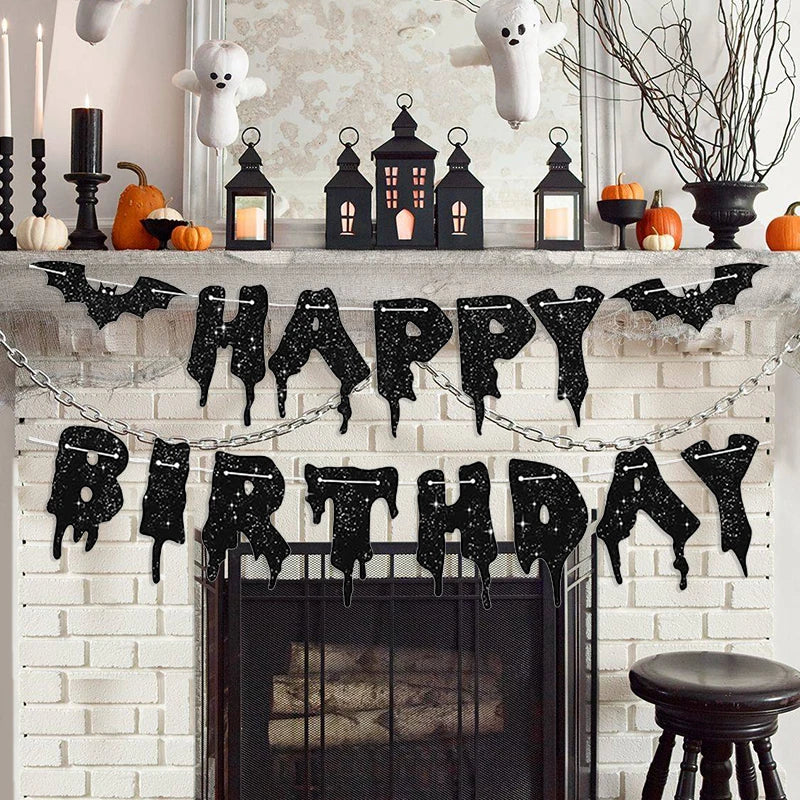 Halloween Paper Banner Garland – Bat, Pumpkin & Ghost Decor Halloween Party Garland Babs
