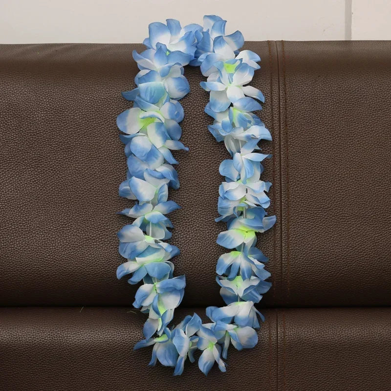 Hawaiian Flower Lei Necklace – Artificial Garland for Luau & Party Flower Lei Necklace Babs blue