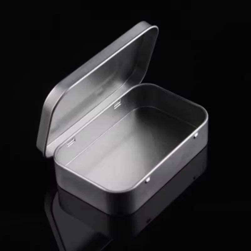 Mini Metal Tin Box – Hinged Tinplate Storage Organizer, Silver Tin Storage Box Babs silvery
