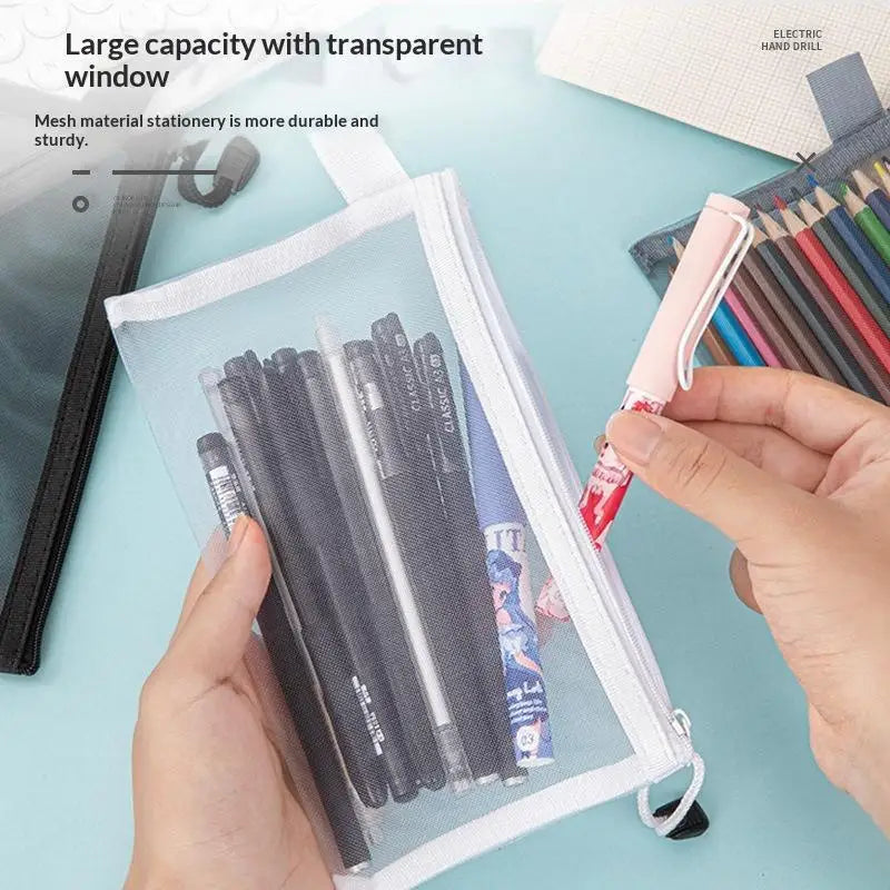 10-Pack Mesh Zipper Pencil Pouches – Clear See-Through Mesh Pencil Pouch Babs