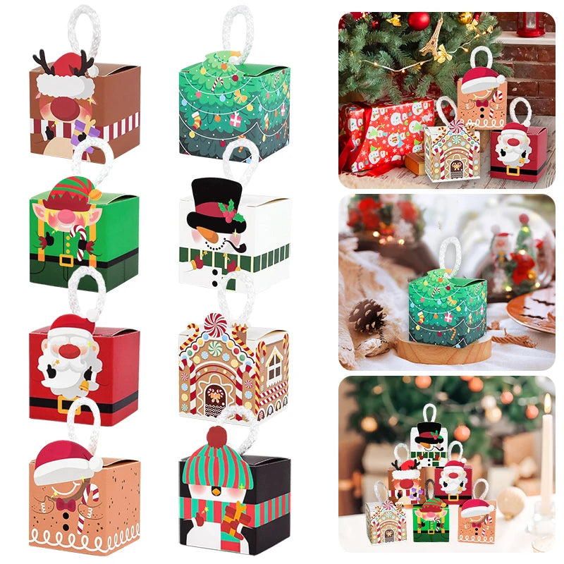 10 Christmas Paper Gift Boxes – Santa, Snowman & Xmas Tree Christmas Gift Boxes Babs