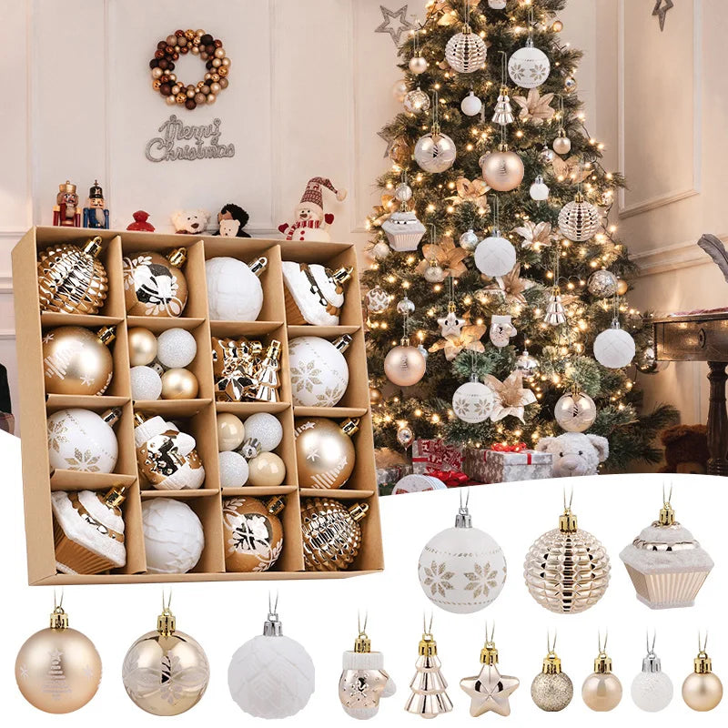 42Pcs Champagne Christmas Ball Ornaments 6cm Xmas Tree Décor Christmas Tree Ornaments Babs