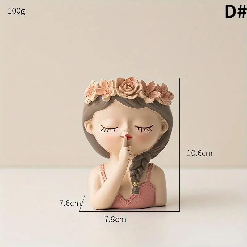 Nordic Cute Girl Resin Planter for Succulents & Cactus Decorative Planter Babs D