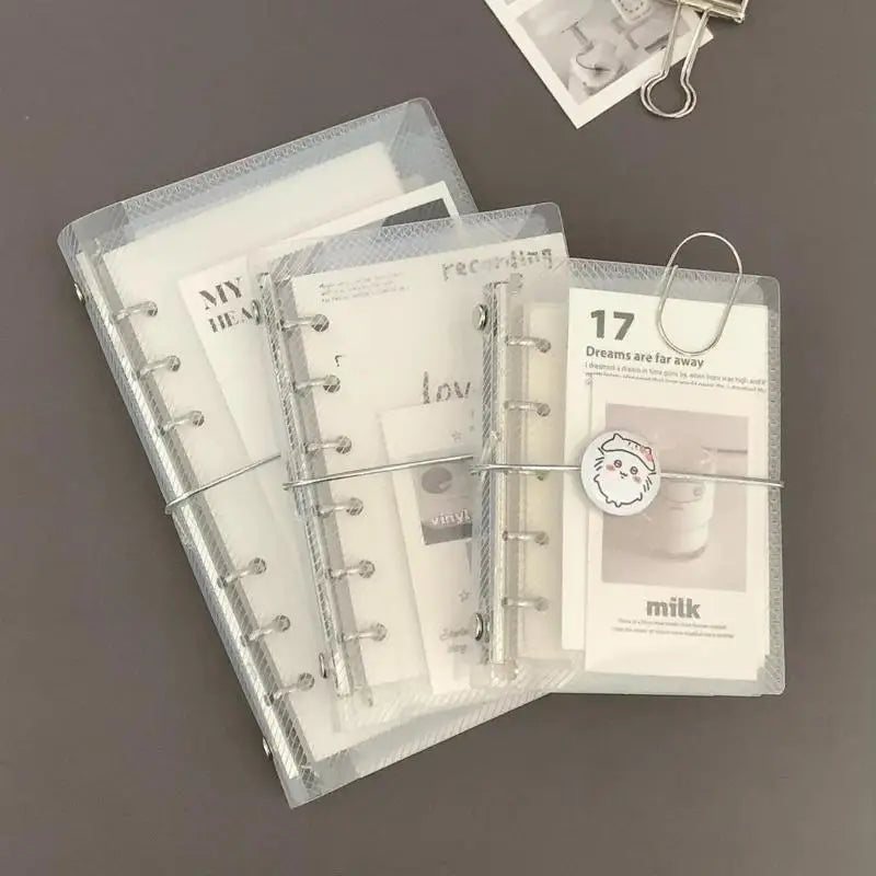 M5 A6 PP Three-Fold Loose Notebook Cover Mini Organizer Notebook Cover Babs