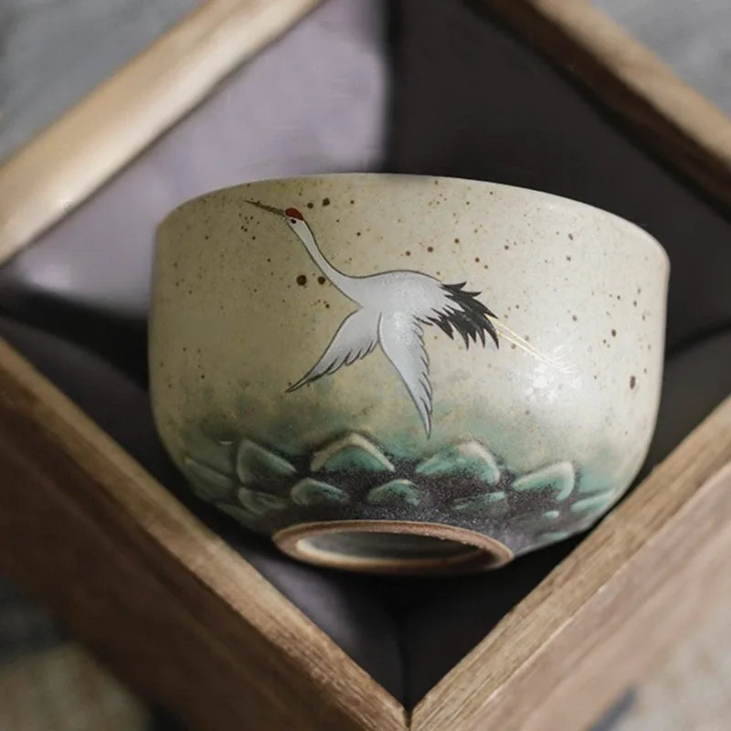 Retro Crane Ceramic Tea Cup – Chinese Style Porcelain Mug Ceramic Tea Mug Babs