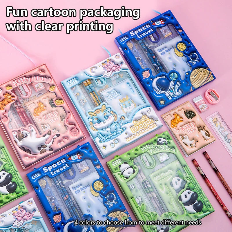 Kids Cartoon Stationery Set – 6-Piece Children's Study Kit Kids Stationery Set Babs