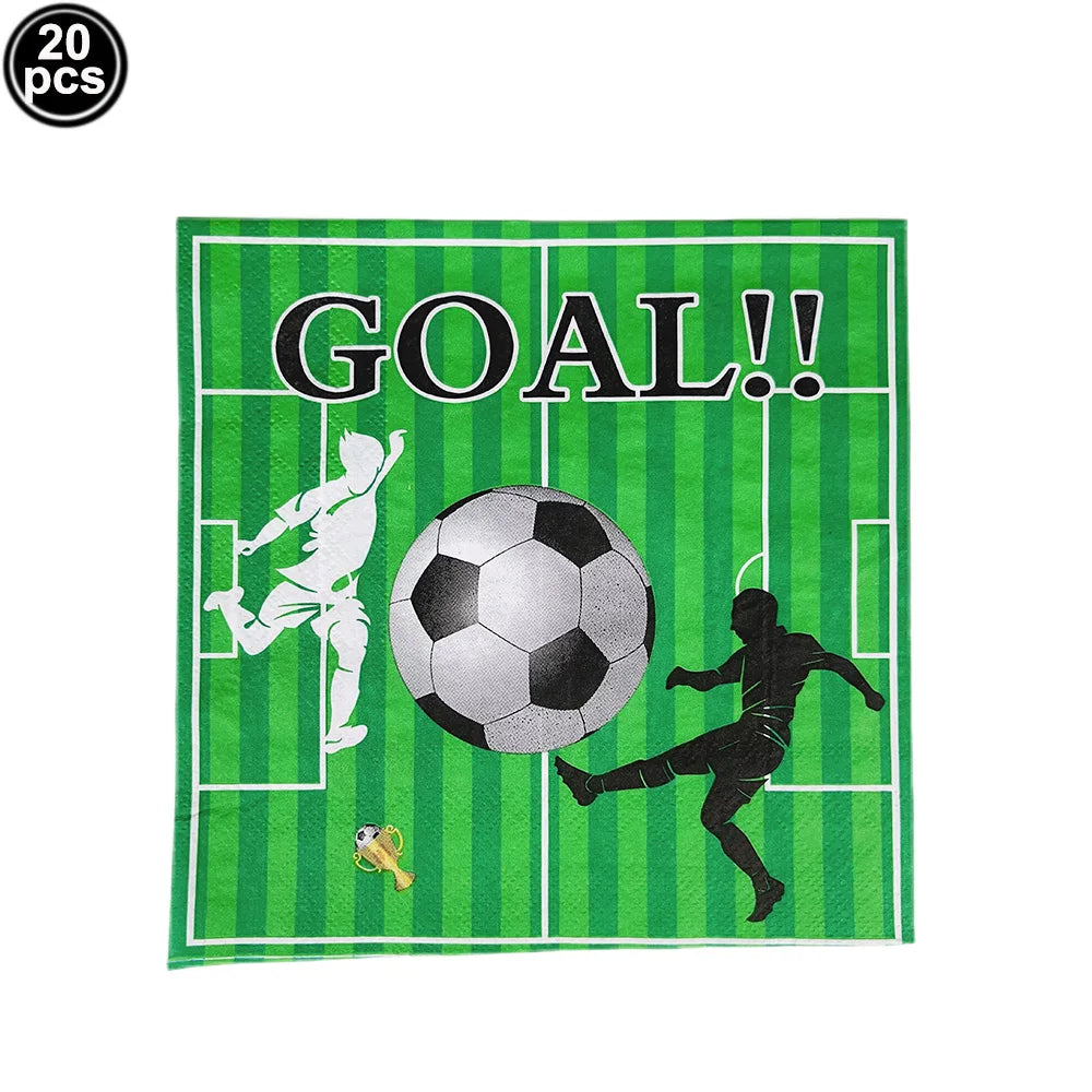 Soccer 6th Birthday Party Supplies – Balloon & Tableware Kit Party Supplies Kit Babs Napkins as show