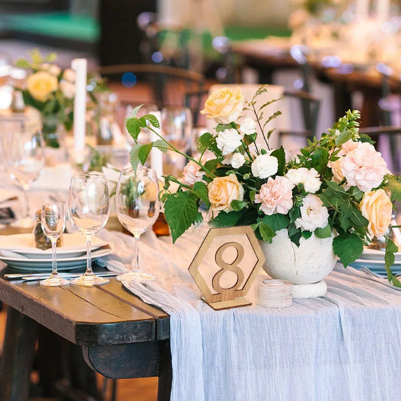 10pcs Hexagon Wooden Table Number Signs – Rustic Wedding Décor Table Number Signs Babs