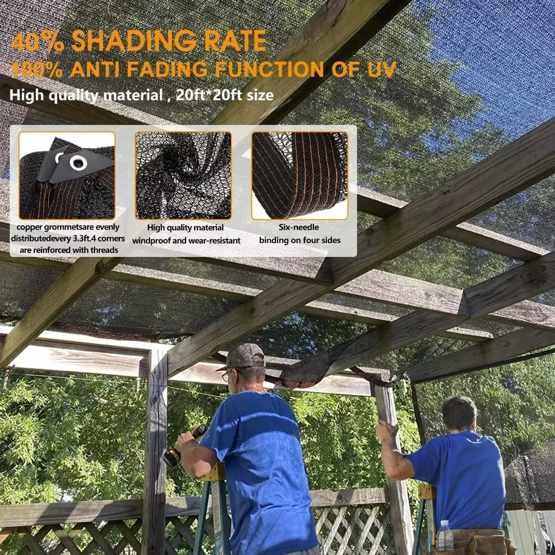 Black Shade Cloth Mesh Cover with Grommets – Pergola & Garden Garden Shade Cloth Babs