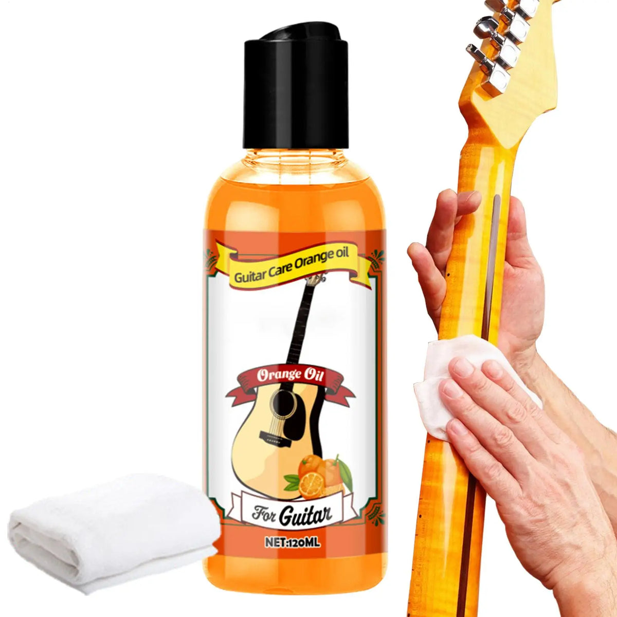 120ml Guitar Fretboard Oil Cleaning Kit with Cloth Guitar Care Kit Babs
