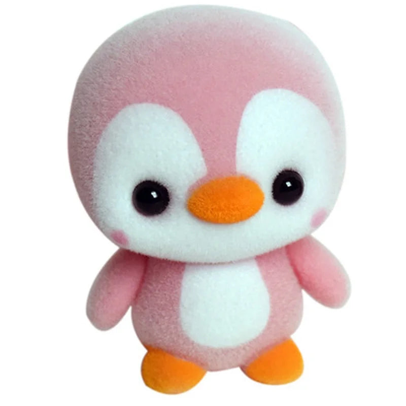 Mini Flocked Kawaii Penguin Doll – 5.5CM PVC Toy, 4 Colors Collectible Figurine Babs Pink