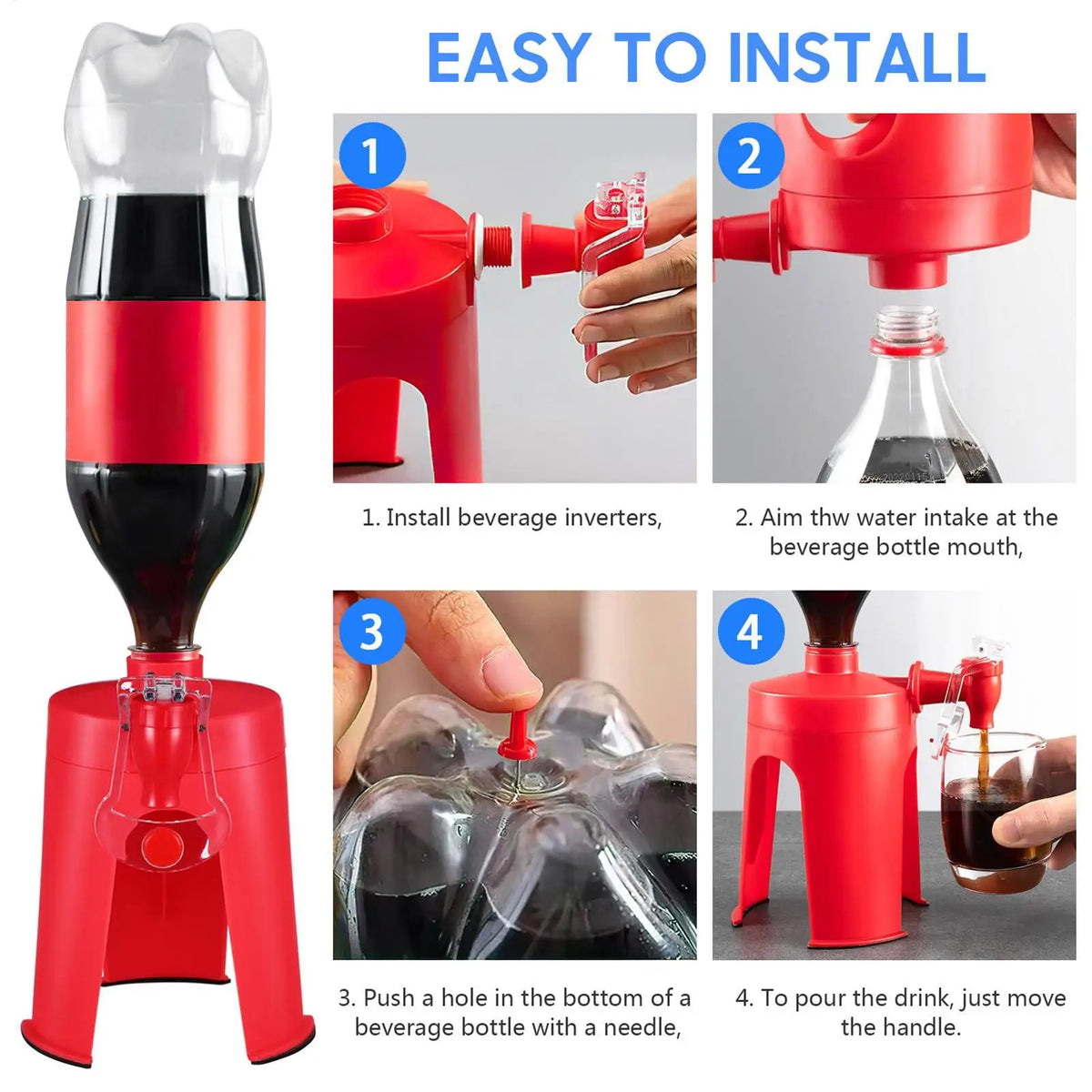 Inverted Hand Pump Drink Dispenser for Soda & Cola Beverage Dispenser Babs