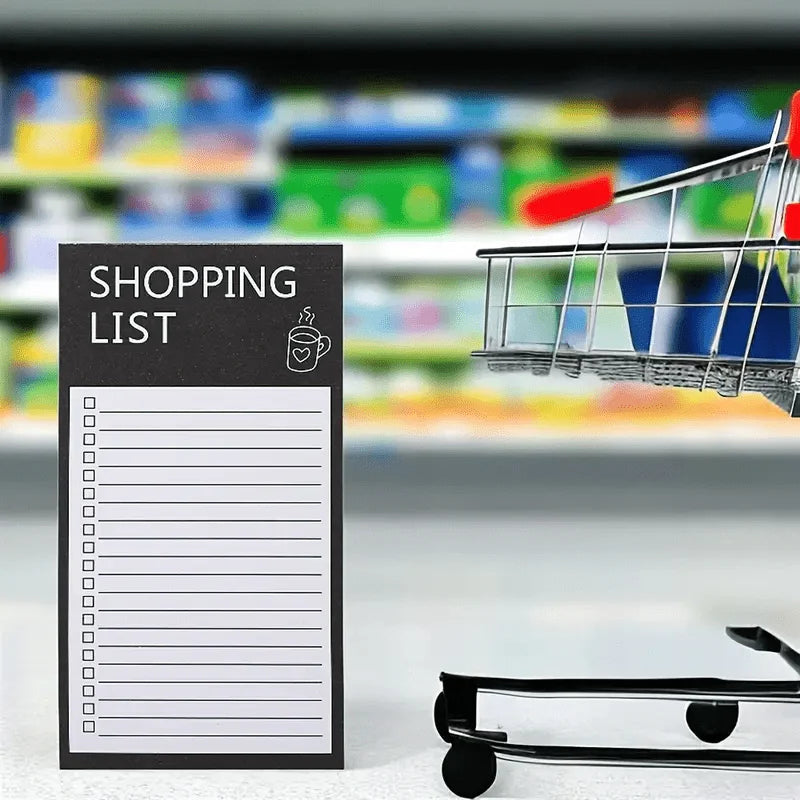 Magnetic Black Shopping List Planner with Sticky Notes Magnetic List Planner Babs