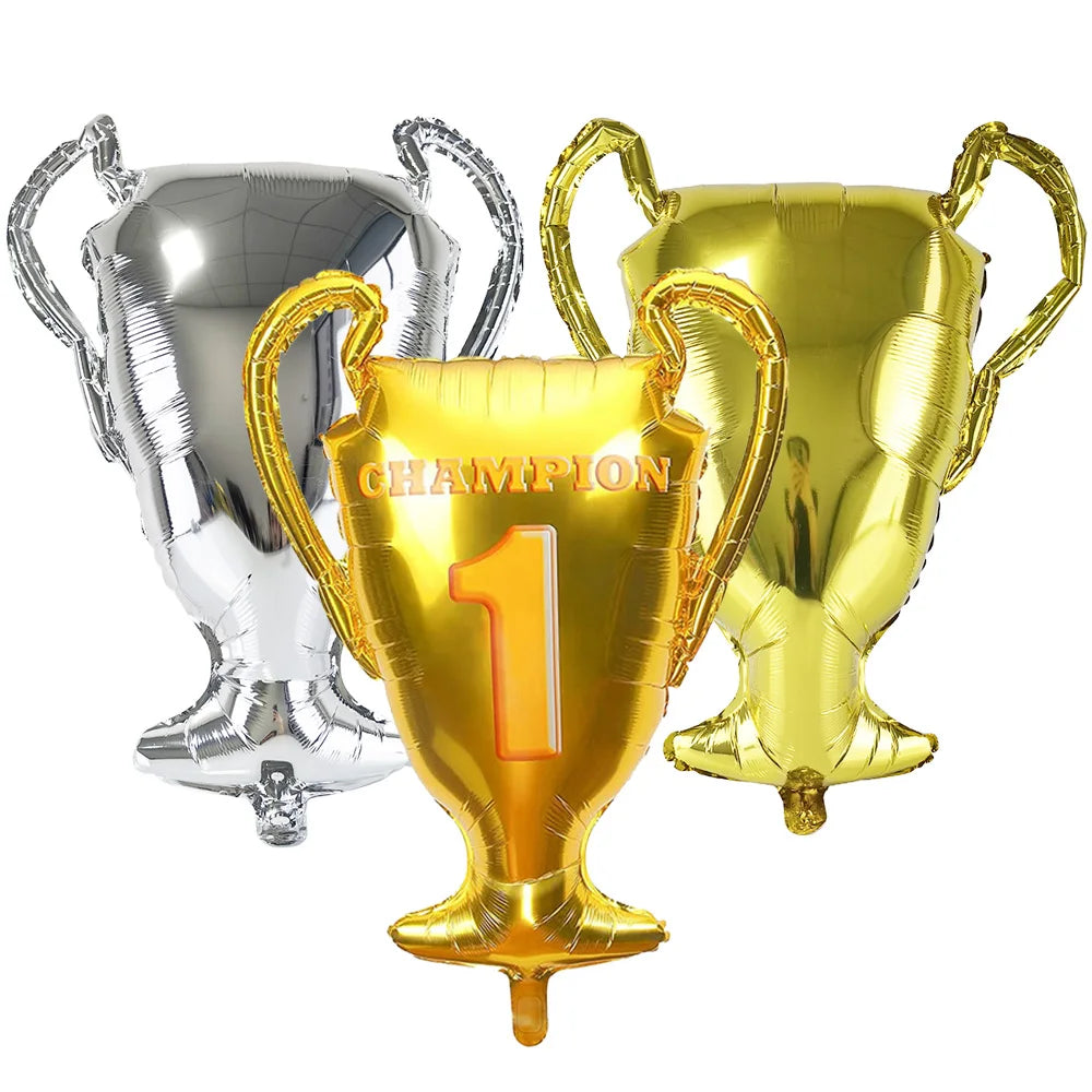 Gold Champion Trophy Foil Balloons – 3-Piece Party Set Foil Party Balloons Babs