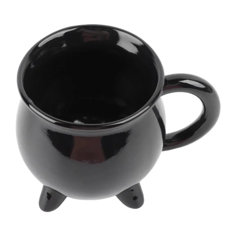 Witch Cauldron Ceramic Mug 300ml – Halloween Black Pot Cup Ceramic Novelty Mug Babs