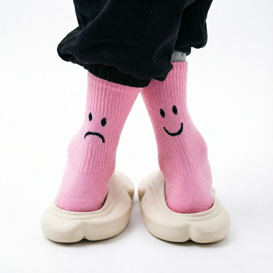 Funny Crying Face Cotton Crew Socks – Unisex Novelty Novelty Crew Socks Babs