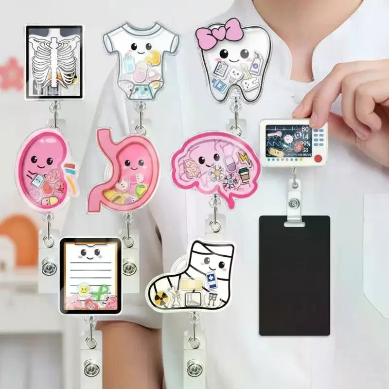 Anime Organ Shaker Retractable Badge Reel with Alligator Clip Retractable Badge Reel Babs