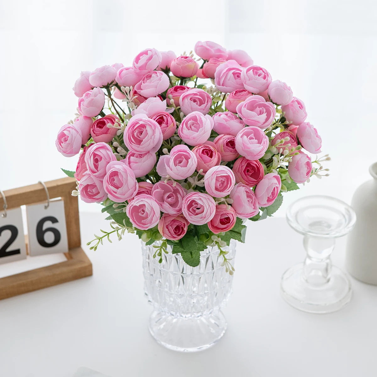Artificial Silk Rose Tea Bud Bouquet – Wedding & Home Decor Artificial Flower Bouquet Babs