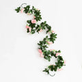 2-Pc Artificial Rose Wreath – Wedding, Garden & Home Wall Décor Artificial Flower Wreath Babs Light Pink 2 pcs