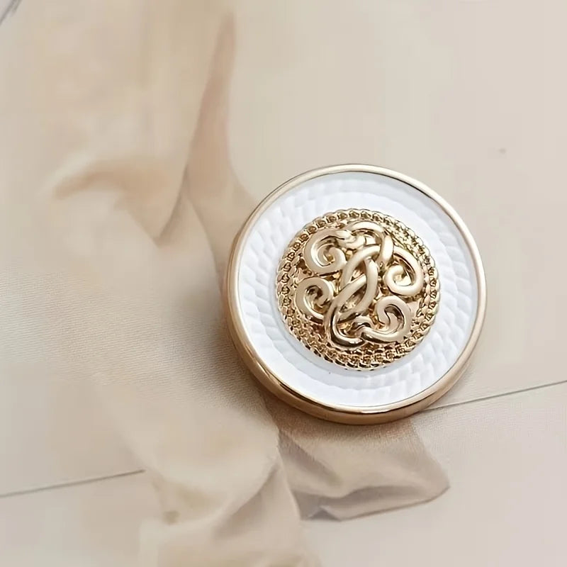 10 Vintage Woven Metal Shank Buttons for Jackets & Coats Metal Sewing Buttons Babs white 23mm