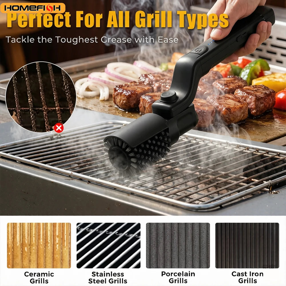 Heavy-Duty BBQ Grill Roller Brush – Outdoor Grate Cleaner Grill Cleaning Brush Babs